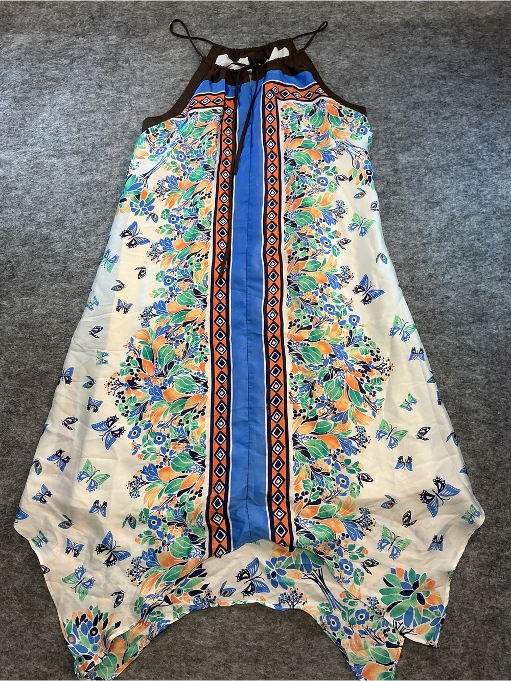 Allen B by Allen Shwartz Asymptomatic Butterfly Floral Handkerchief Dress Size 6